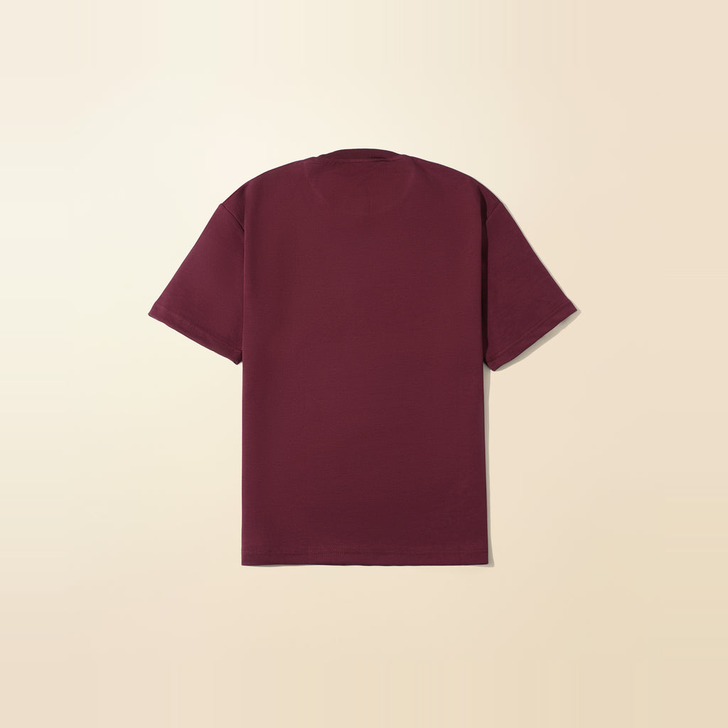LNX Everyday Tee in Burgundy, back view, flat lay product photo