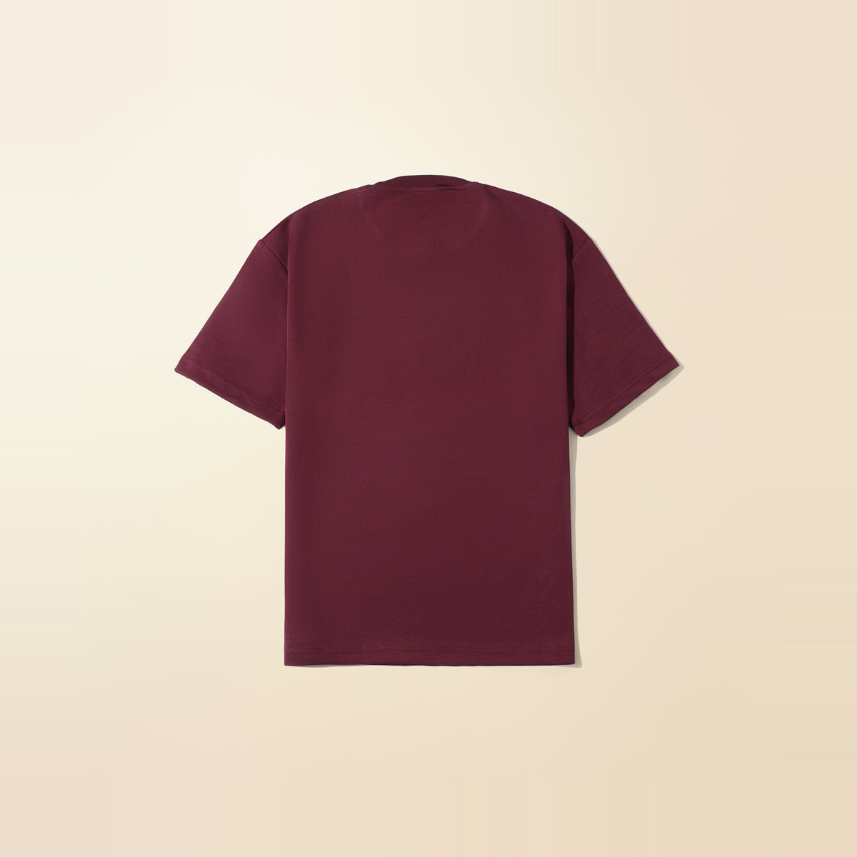 LNX Everyday Tee in Burgundy, back view, flat lay product photo