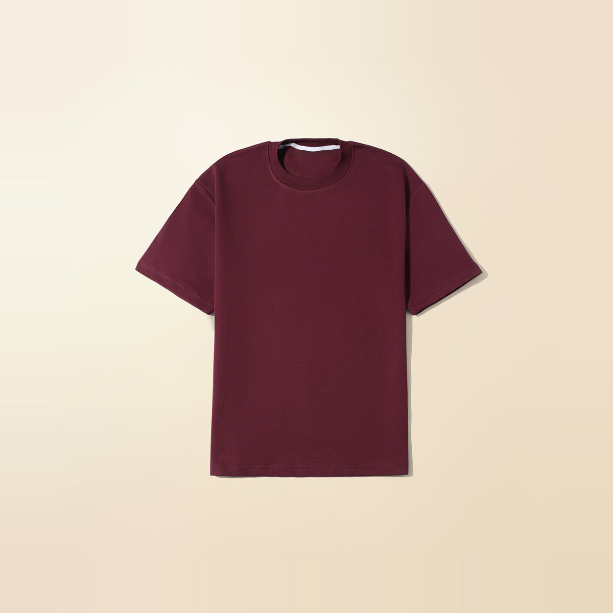 LNX Everyday Tee in Burgundy, front view, flat lay product photo
