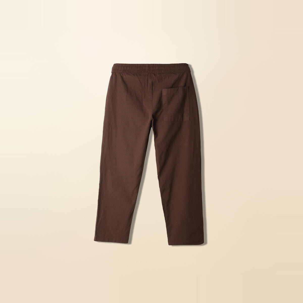 LNX Easy Pant in Chocolate, back view, flat lay product photo