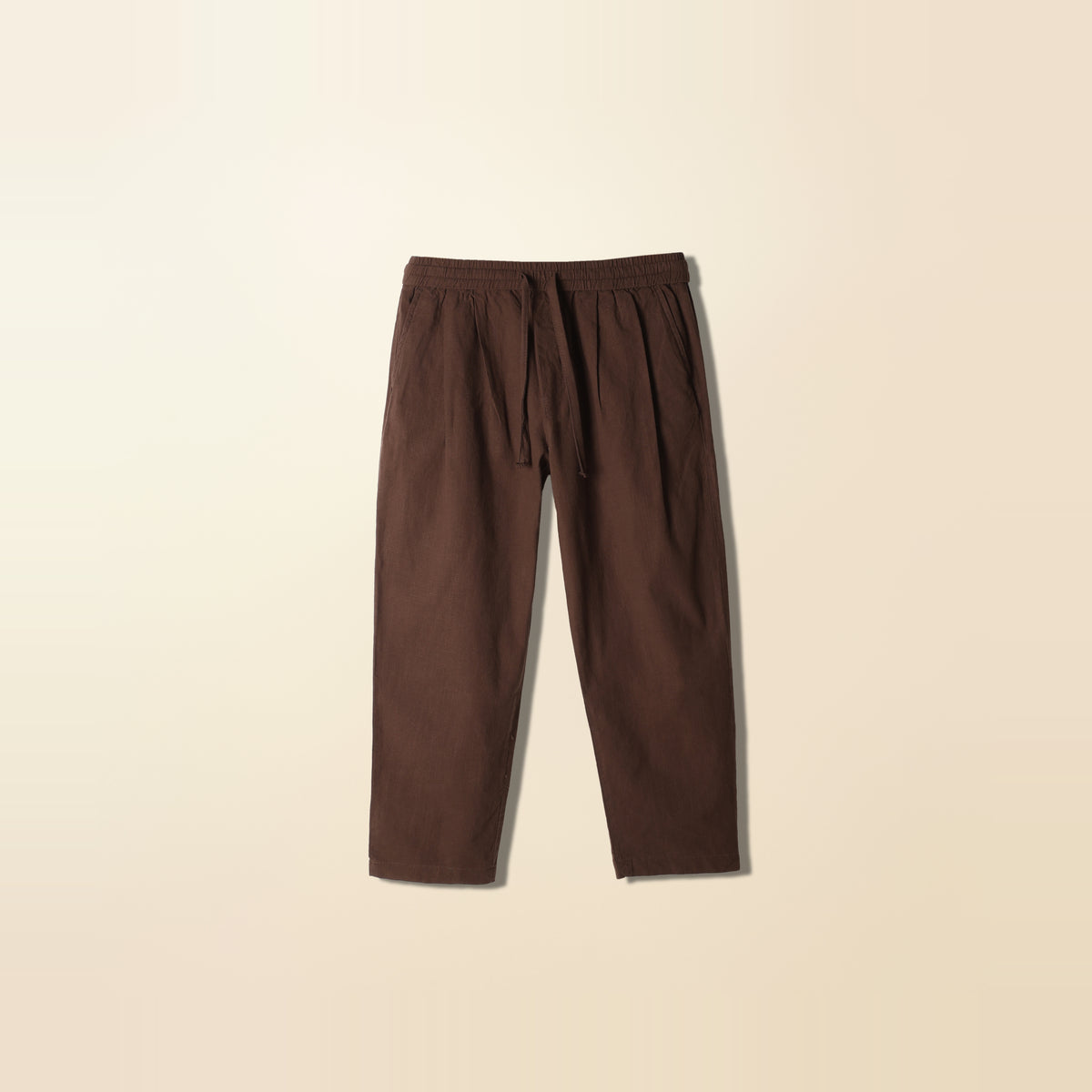 LNX Easy Pant in Chocolate, front view, flat lay product photo