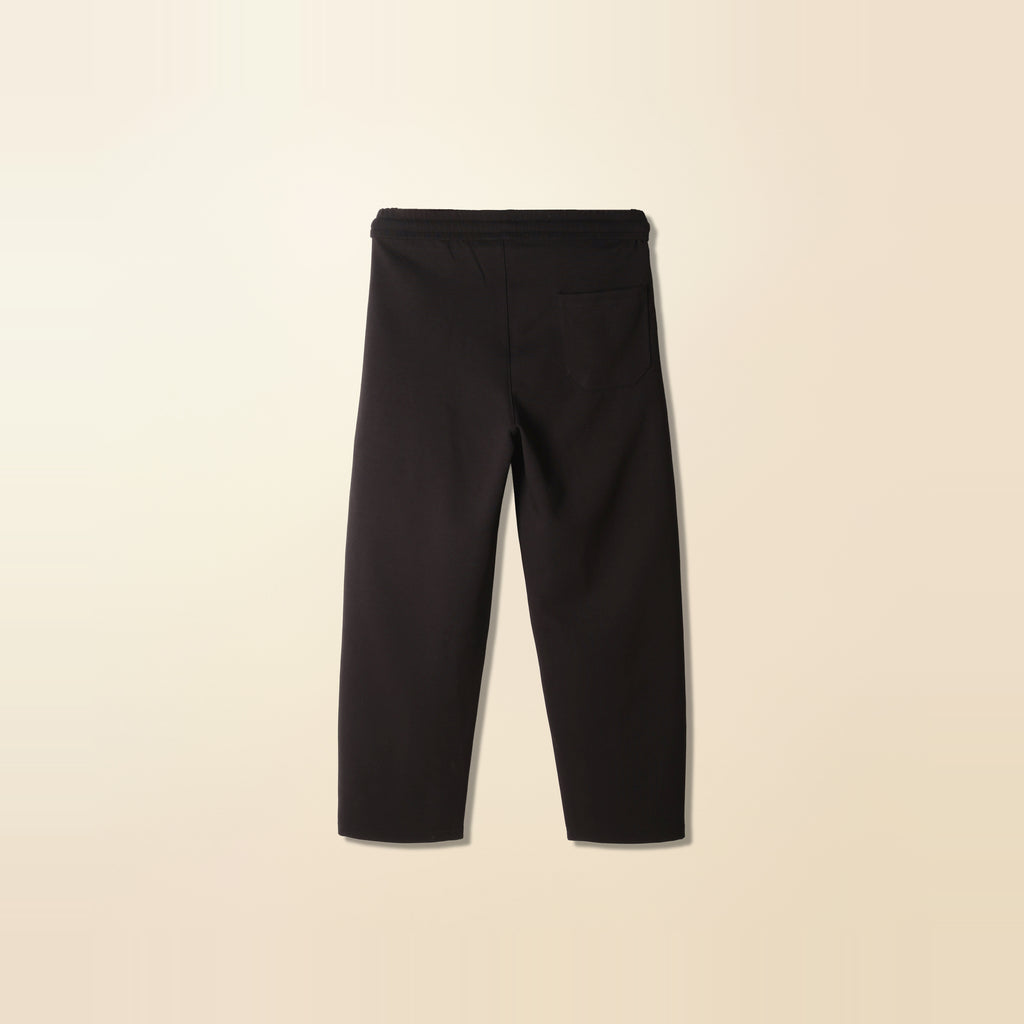LNX Pleated Wide Pant in Black, back view, flat lay product photo