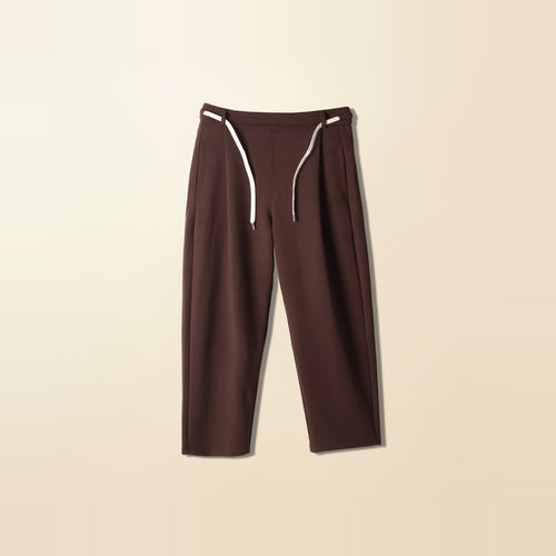 LNX Pleated Wide Pant in Chocolate, front view, flat lay product photo