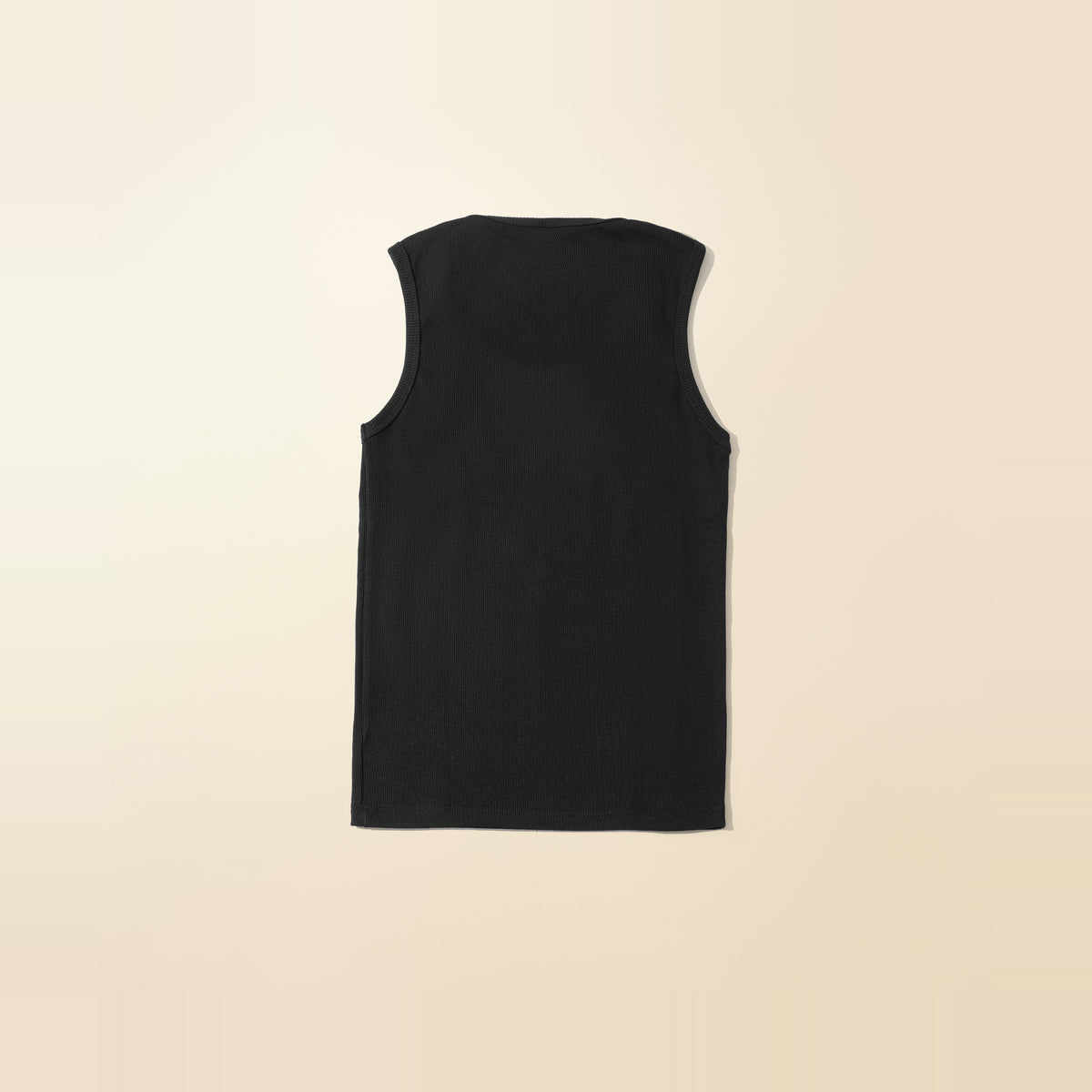 LNX Ribbed Tank in Black, back view, flat lay product photo