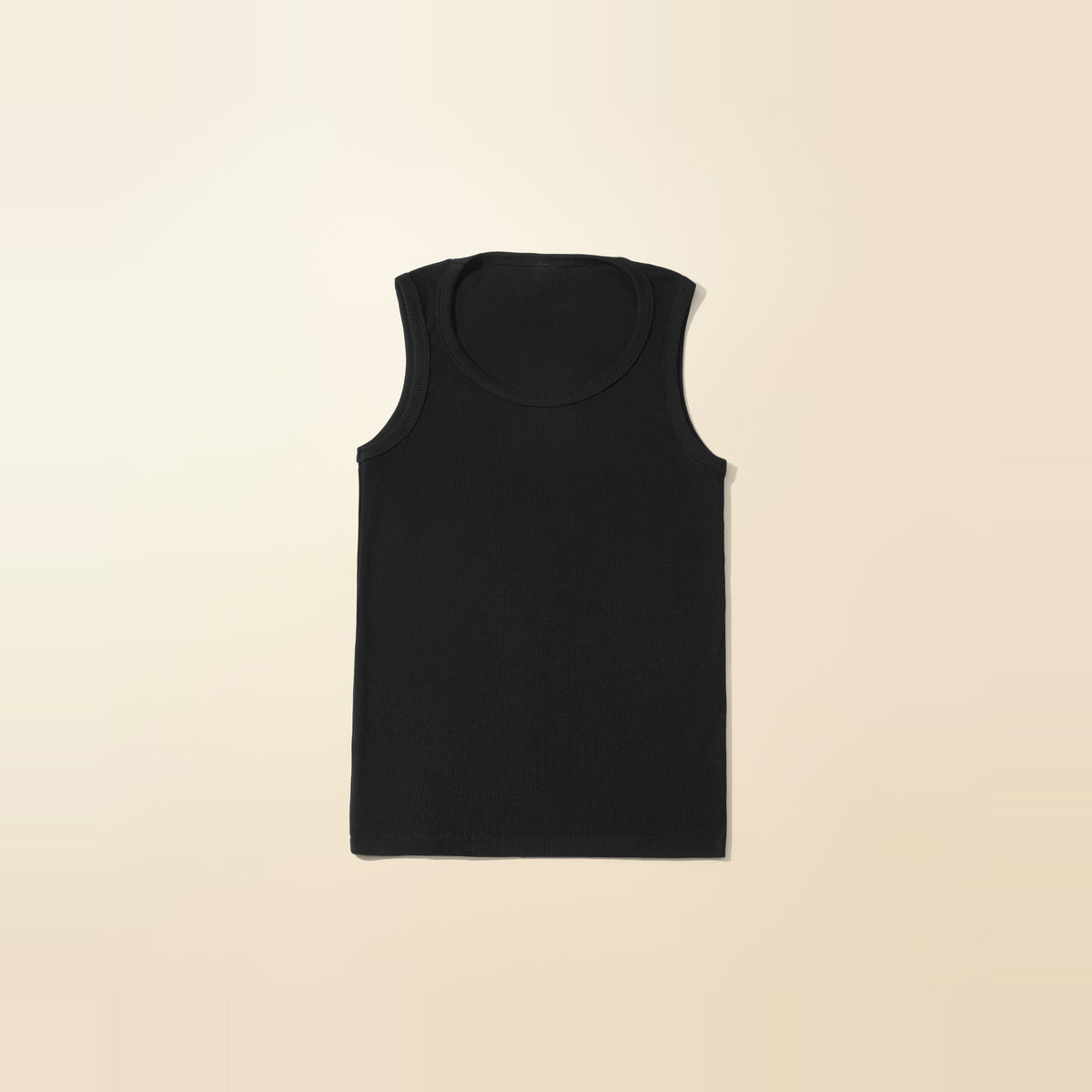 LNX Ribbed Tank in Black, front view, flat lay product photo