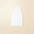 LNX Ribbed Tank in White, front view, flat lay product photo