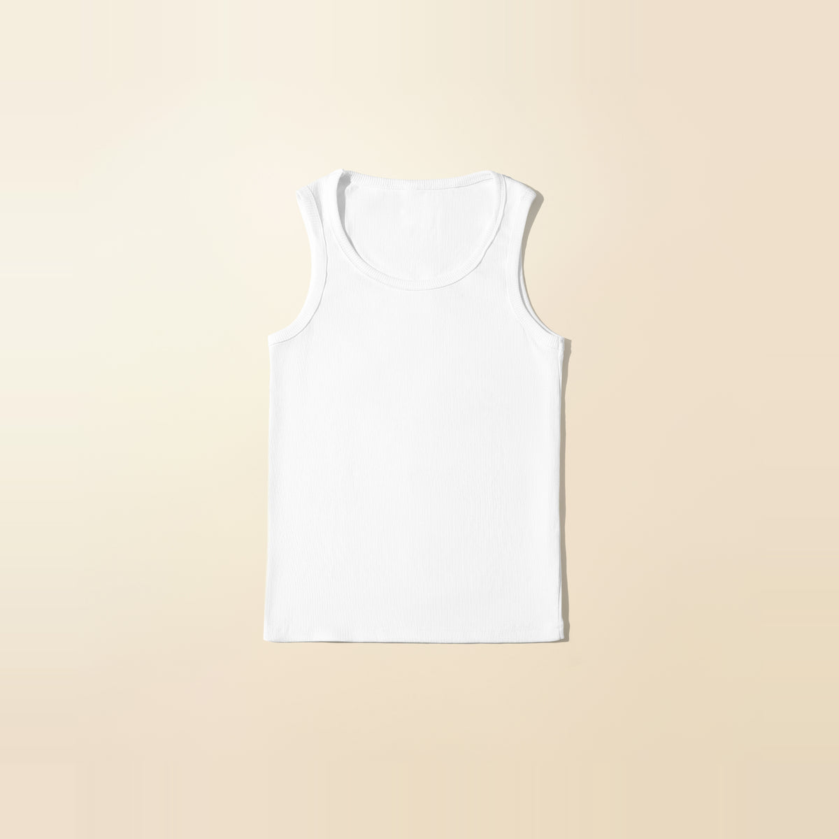 LNX Ribbed Tank in White, front view, flat lay product photo